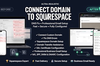 connect domain, fix dns and setup professional email for squarespace
