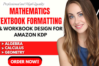 do book formatting for math textbooks and workbooks algebra, geometry, calculus