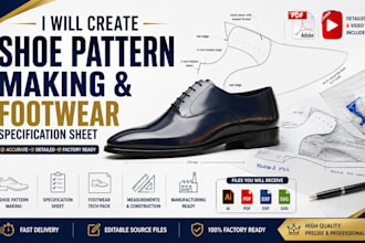 design shoe pattern making and footwear specification sheet