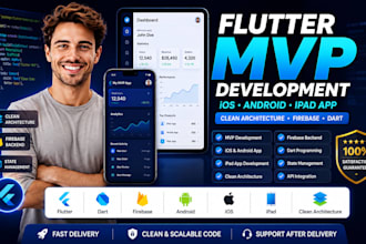 do flutter mvp app development for ios and android with firebase ready to launch