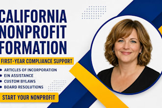 form your california nonprofit with ein, bylaws and first year compliance