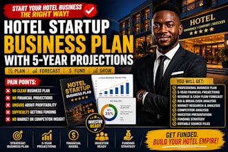 develop a hotel startup business plan with 5 year projections