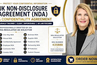 draft a customied uk non disclosure agreement nda and confidentiality agreement