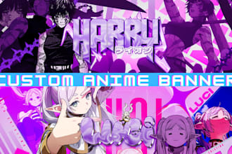 draw custom anime banner chibi vtuber headers for youtube twicth discord kick