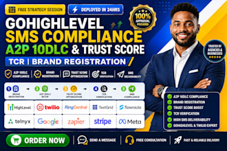 gohighlevel sms compliance a2p 10dlc trust score tcr brand registration