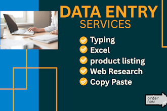 do accurate data entry, excel, and web research