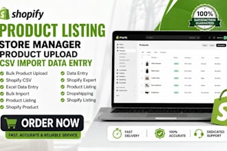 do shopify product listing, store manager, product upload, CSV import data entry
