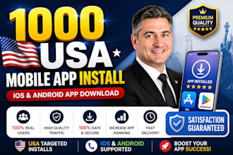 do 1000 USA mobile app install, ios android app download
