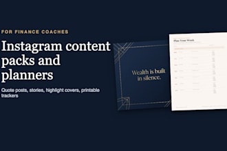 design a finance coach content pack for instagram and planners