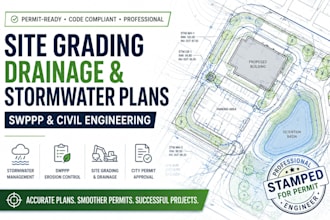 design site grading drainage plan stormwater plan and swppp for city permit