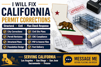 prepare california permit drawings and city correction response