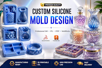 design custom silicone mold, injection mold,rubber, jewelry candle and stl file