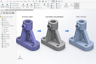 convert stl, mesh, 3d scan, image or photo to cad step mechanical part solidwork