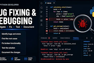 fix python bugs errors and debug your code