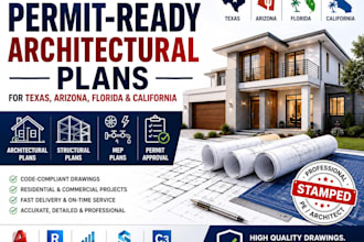 provide permit ready architectural plans texas, arizona, florida and california