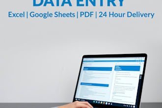 do data entry, PDF to excel, virtual assistant tasks