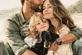 custom watercolor family portrait