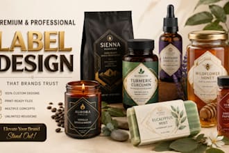 design essential oil, candle, soap, honey, tea and supplement labels