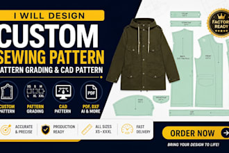 design custom sewing pattern, pattern grading and cad pattern