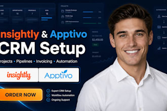 setup insightly apptivo crm project pipeline invoicing workflow automation