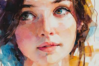 paint watercolor portrait and watercolor art