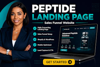 design peptide landing page, supplement sales funnel and nutraceutical website