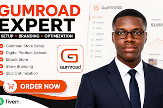 setup gumroad store, digital products, ebook, downloads and branding