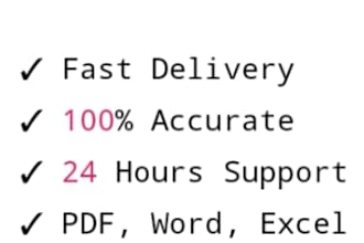 accurate data entry, excel and word typing work