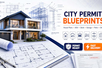 city permit blueprints architect for house plans, adu, deck, garage, patio, shed