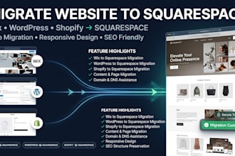 migrate wix, wordpress or shopify website to squarespace