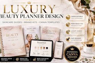 design luxury beauty planner skincare guide workbook journal and brand kit
