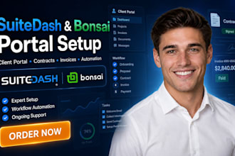 setup suitedash bonsai client portal contracts invoices workflow automation