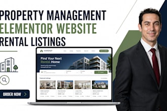 design custom property management website templates through elementor systems