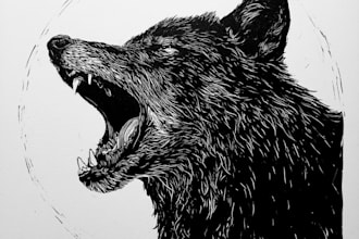 create niche colorful linocut and woodcut book illustrations