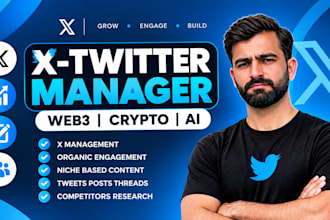 manage your x twitter account of your crypto token project with organic content