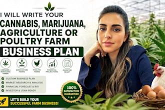 write your cannabis, marijuana, agriculture, fishery, poultry farm business plan
