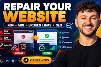 fix http 404, 500 errors, broken links and technical SEO of any website