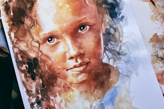 draw a sketchy watercolor portrait, no ai