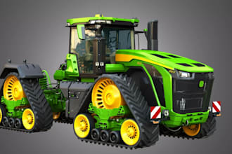 build custom farm machinery, combine harvesters for game, tractor rig in blender
