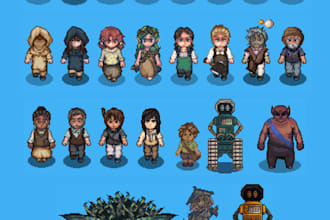 create a professional pixel game art pixel portrait pixel isometric