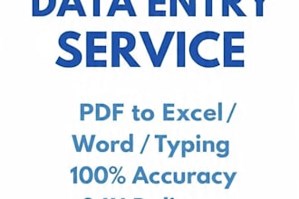 do fast and accurate data entry, excel and typing work