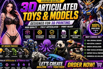 sculpt 3d articulated model 3d printed toys articulated 3d model action figures
