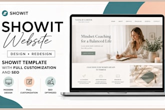 design, redesign showit website, showit template with full customization and SEO