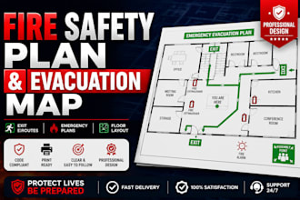 design fire safety plans, emergency evacuation maps and exit route diagrams