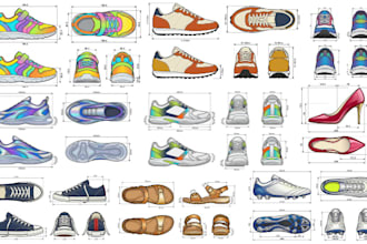 shoe tech pack, footwear design, custom shoe design, sneakers for manufacturing