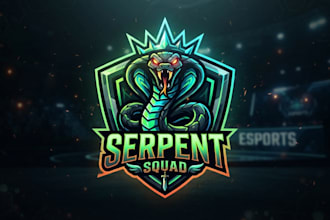 design a fierce snake gaming logo for esports and streamer