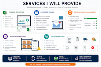 manage customer emails, account health, inventory, orders, mis reports