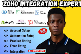 integrate zoho CRM book with woocommerce shopify zoho inventory zoho commerce