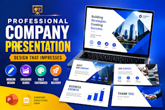 professional company presentation, powerpoint slides pitch deck company profile