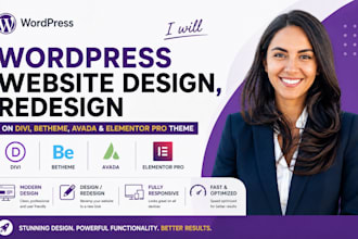 build wordpress website, redesign on divi betheme avada and elementor pro theme